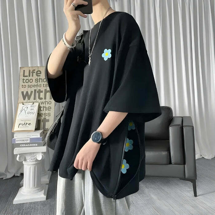 Soft Boy Daisy Oversize Tee - Trendy Y2K Grunge Shirt for Modern Fashion Lovers