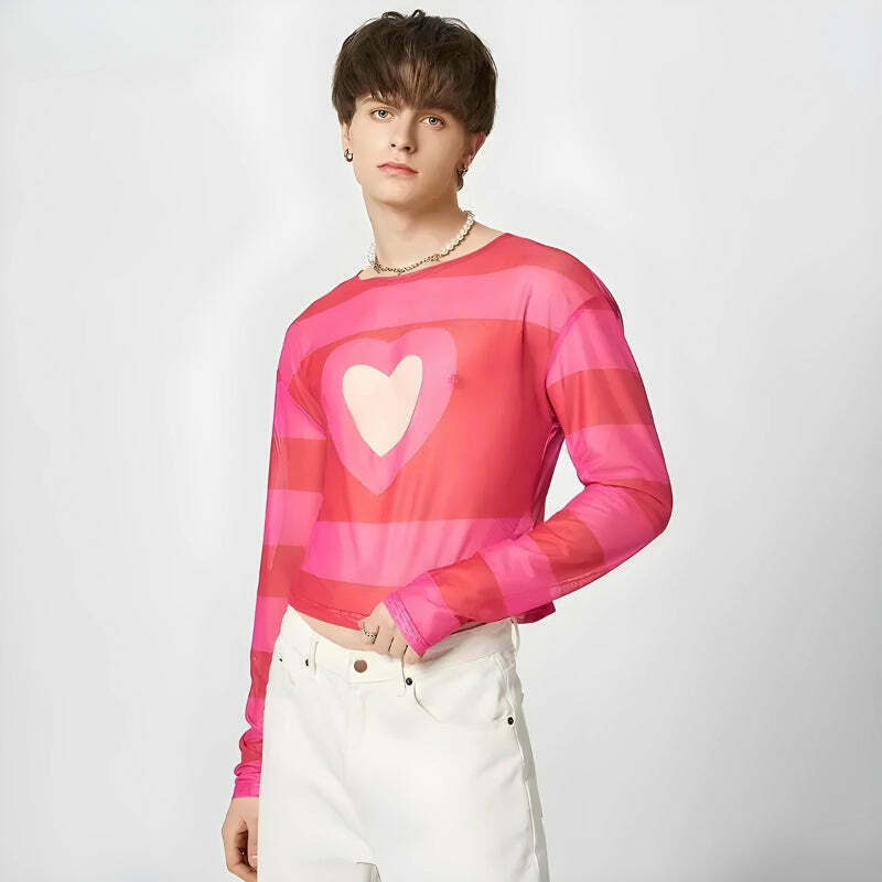 Soft Boy Heart Cut Out Crop Top - Trendy Y2K Heart Crop Top for Stylish Looks