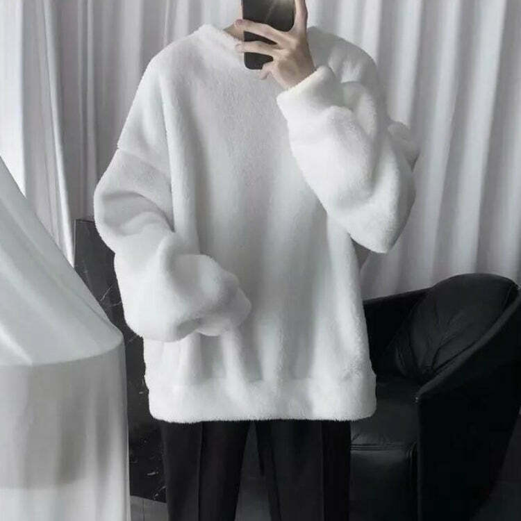 Soft Boy Oversized Teddy Sweatshirt - Trendy Korean Y2K Fashion for a Cozy Look