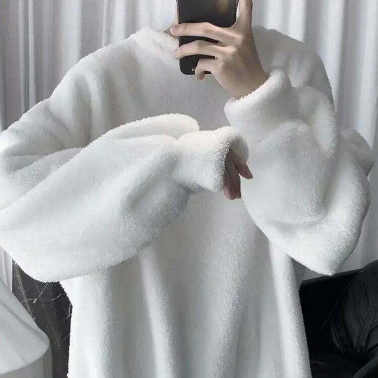 Soft Boy Oversized Teddy Sweatshirt - Trendy Korean Y2K Fashion for a Cozy Look