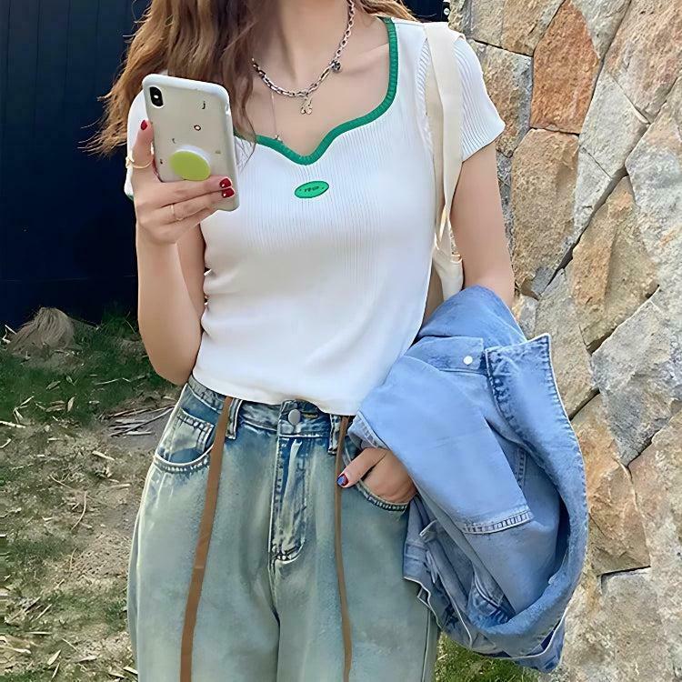 Soft Girl Basic Corduroy Top - Trendy Korean Y2K Fashion for a Chic Look