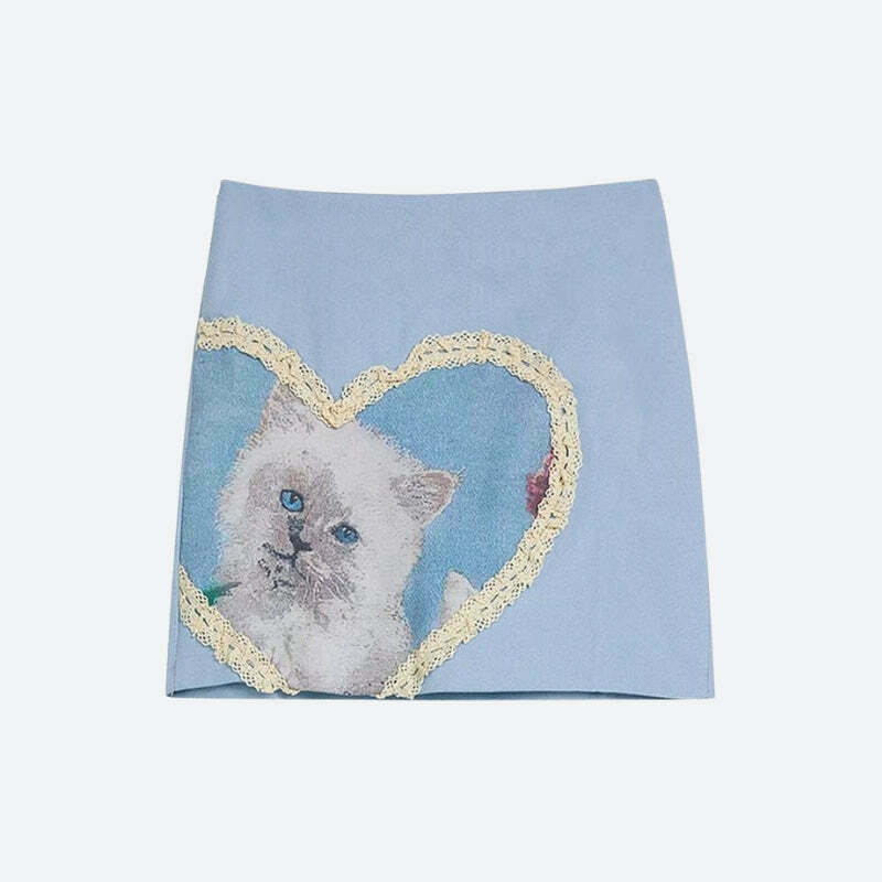 Soft Girl Cat Heart Mini Skirt - Y2K Urban Fashion for Trendy Outfits & Styles