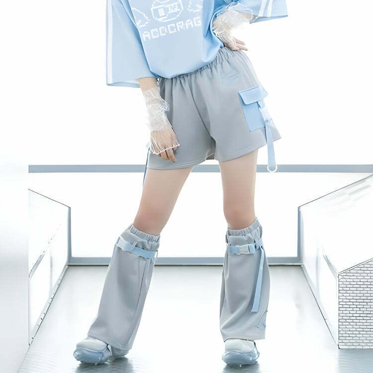 Soft Girl Cloud Wings Leg Warmers - Trendy Y2K Style Clothing for Unique Cyber Outfits