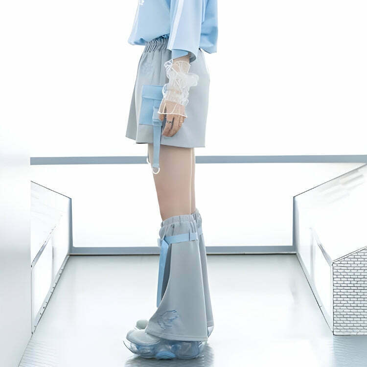 Soft Girl Cloud Wings Leg Warmers - Trendy Y2K Style Clothing for Unique Cyber Outfits