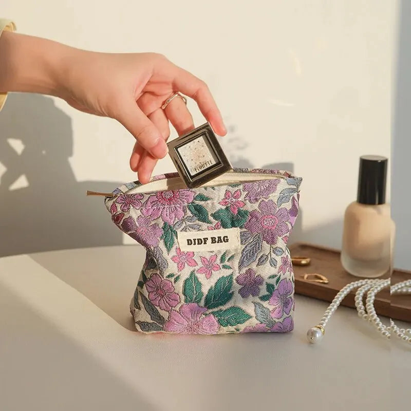 Soft Girl Floral Mini Makeup Bag - Trendy Y2K Fashion Accessory for Stylish Looks