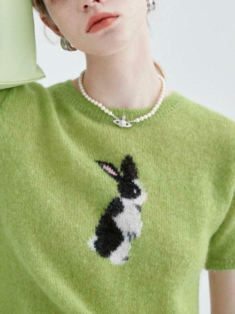 Soft Girl Rabbit Knitted Top - Trendy Y2K Clothing for a Stylish Look