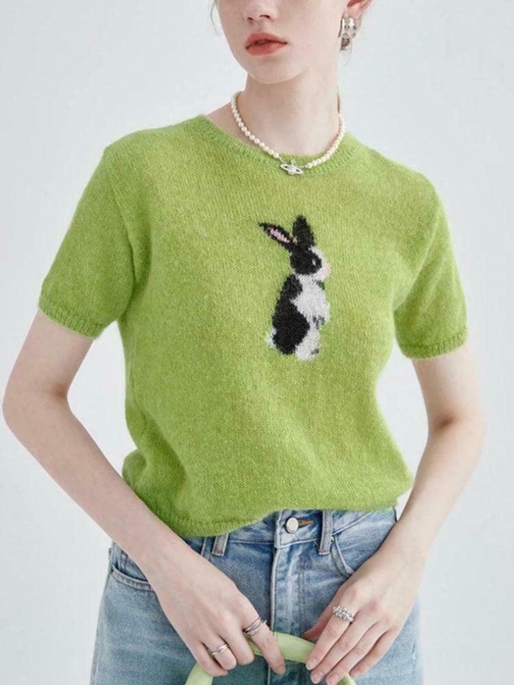 Soft Girl Rabbit Knitted Top - Trendy Y2K Clothing for a Stylish Look