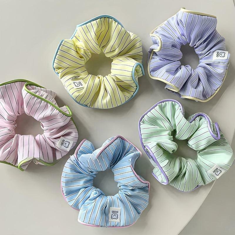 Soft Girl Striped Scrunchies - Trendy Y2K Fashion Accessories for a Chic Look