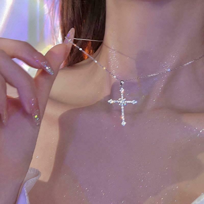 Sparkle Cross Necklace - Y2K Fashion Accessory for Trendy Korean and Asian Styles