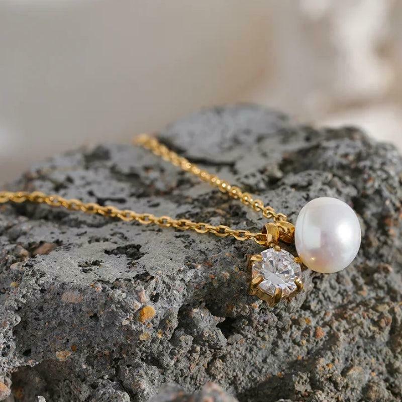 Stunning Pearl & Diamond Necklace - Y2K Inspired Jewelry for Trendy Fashion Lovers