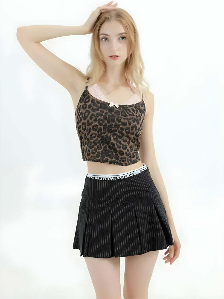 Trendy Baddie Leopard Crop Top for Y2K Fashion Lovers - Stylish & Chic Leopard Print