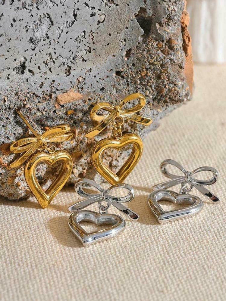 Trendy Bow & Heart Earrings - Y2K Fashion Accessories for a Stylish Look