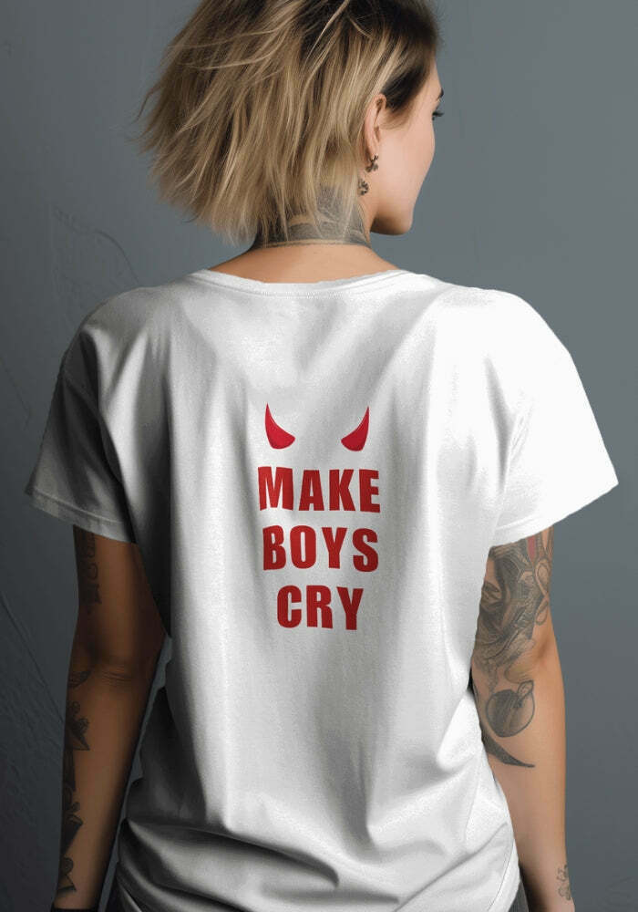 Trendy Boys Cry Tee - Y2K Clothing for Stylish Young Males - Unique Graphic T-Shirt