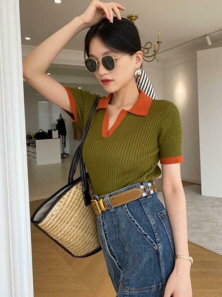 Trendy Corduroy Polo Top for Y2K Style: Retro Grunge Fashion Essential for 2025 Outfits