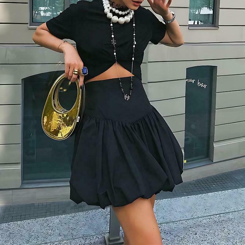 Trendy Corset Waist Bubble Mini Skirt - Korean Y2K Fashion Essential for Stylish Looks