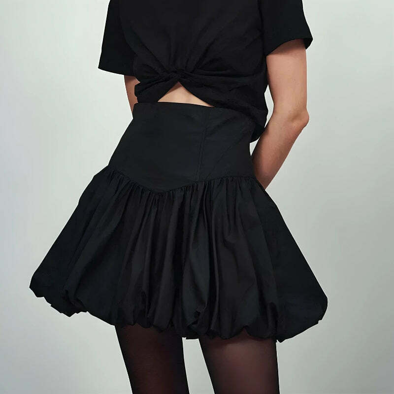 Trendy Corset Waist Bubble Mini Skirt - Korean Y2K Fashion Essential for Stylish Looks