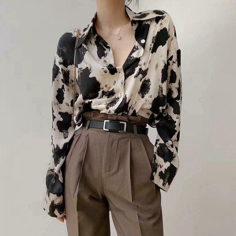 Trendy Cow Print Blouse - Korean Y2K Fashion Top for Stylish Outfits and Accessories