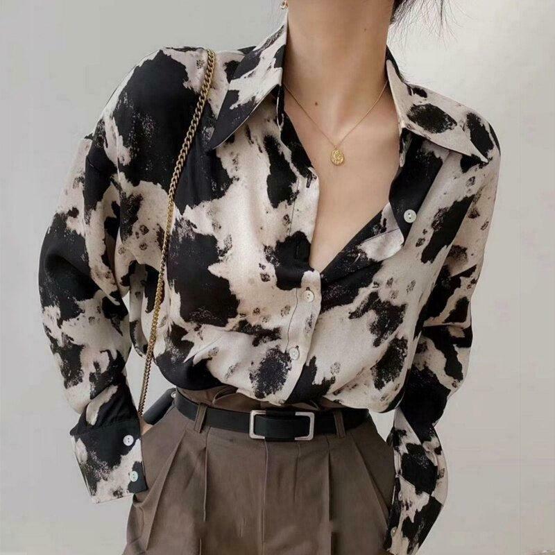 Trendy Cow Print Blouse - Korean Y2K Fashion Top for Stylish Outfits and Accessories