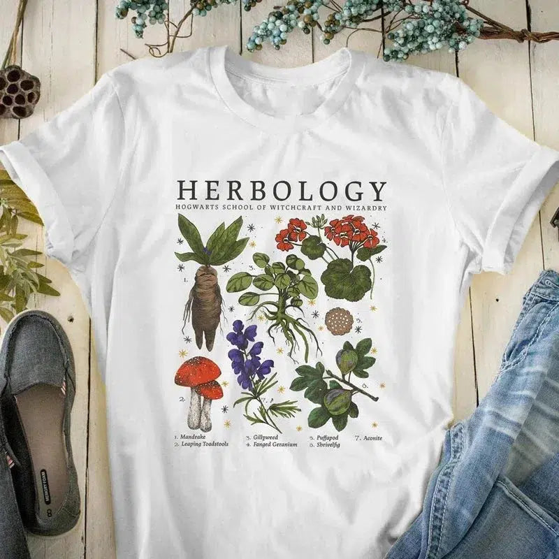 Trendy Herbology Tee for Y2K Style Enthusiasts - Unique Y2K Clothing for Men