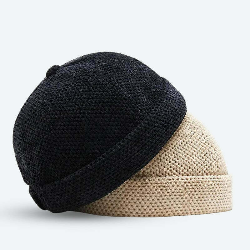 Trendy Knitted Skull Cap for Y2K Fashion - Emo Style & Hip Hop Inspired Knitted Cap