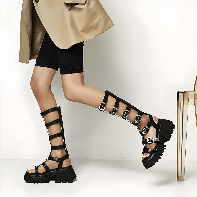 Trendy Korean Y2K Gladiator Sandals for Stylish Asian Fashion Enthusiasts