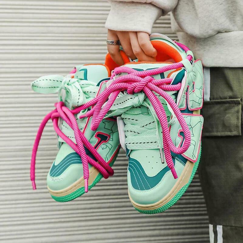 Trendy Neon Sneakers for Y2K Style Outfits - Perfect for Grunge and Retro Fashion Lovers