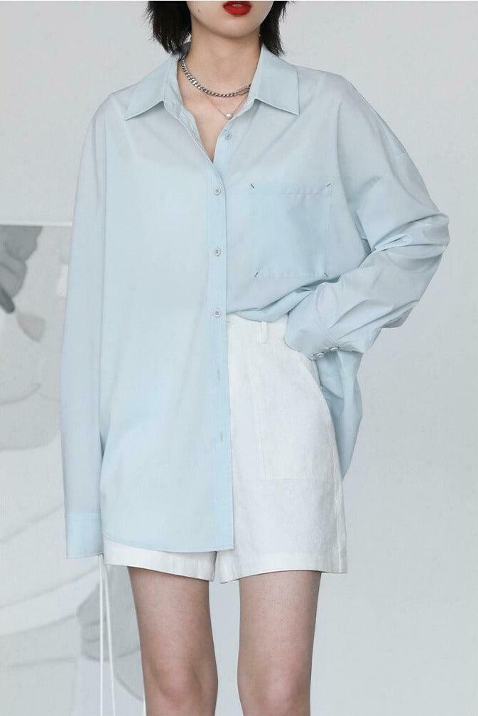 Trendy Oversized Poplin Shirt for Y2K Fashion Enthusiasts - Korean & Asian Styles