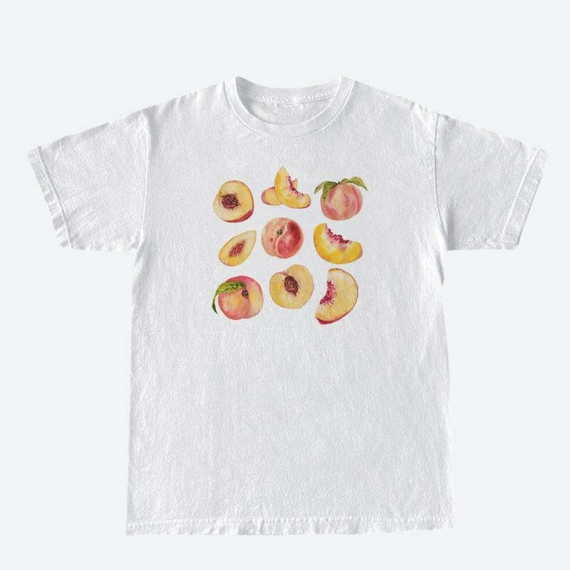 Trendy Peaches Tee - Embrace Korean Y2K Fashion with Stylish Asian Aesthetic