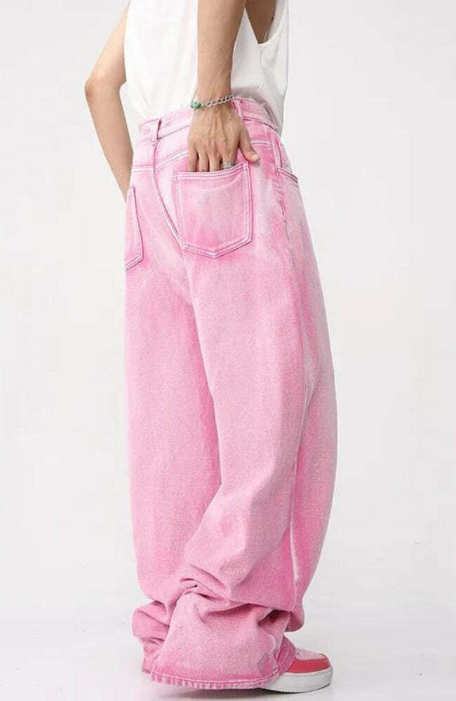 Trendy Pink Denim Jacket & Pants Two-Piece Set for Y2K Style Fashion Enthusiasts