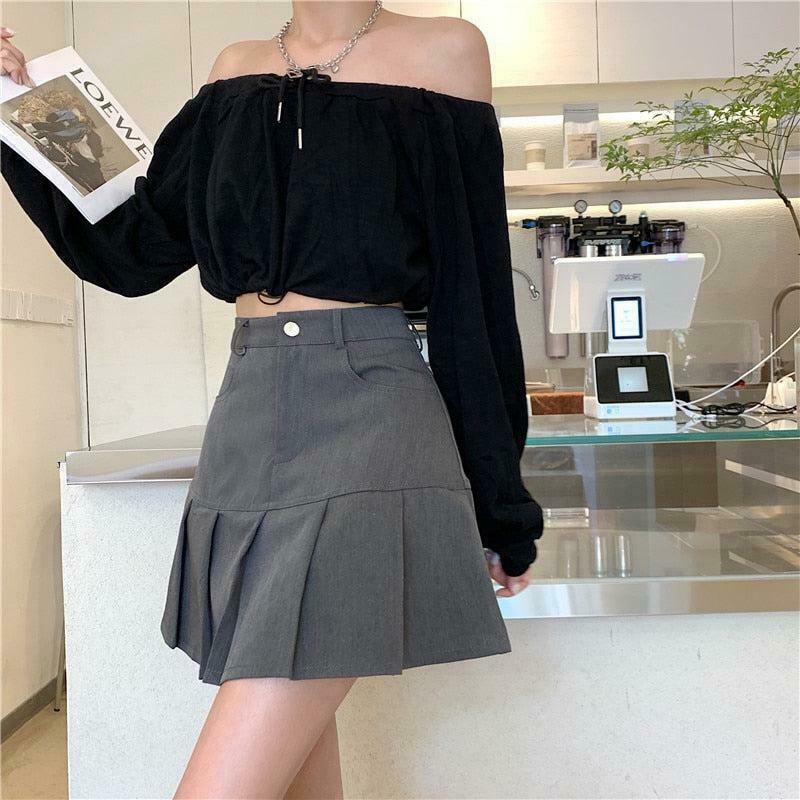 Trendy Pleated College Mini Skirt - Y2K Style for Retro Fashion Lovers