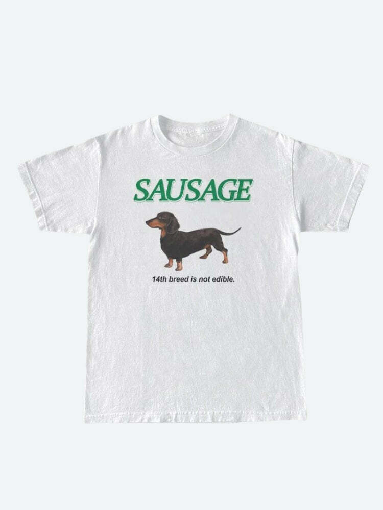 Trendy Sausage Dog Tee - Y2K Style Clothing for a Unique Fashion Statement