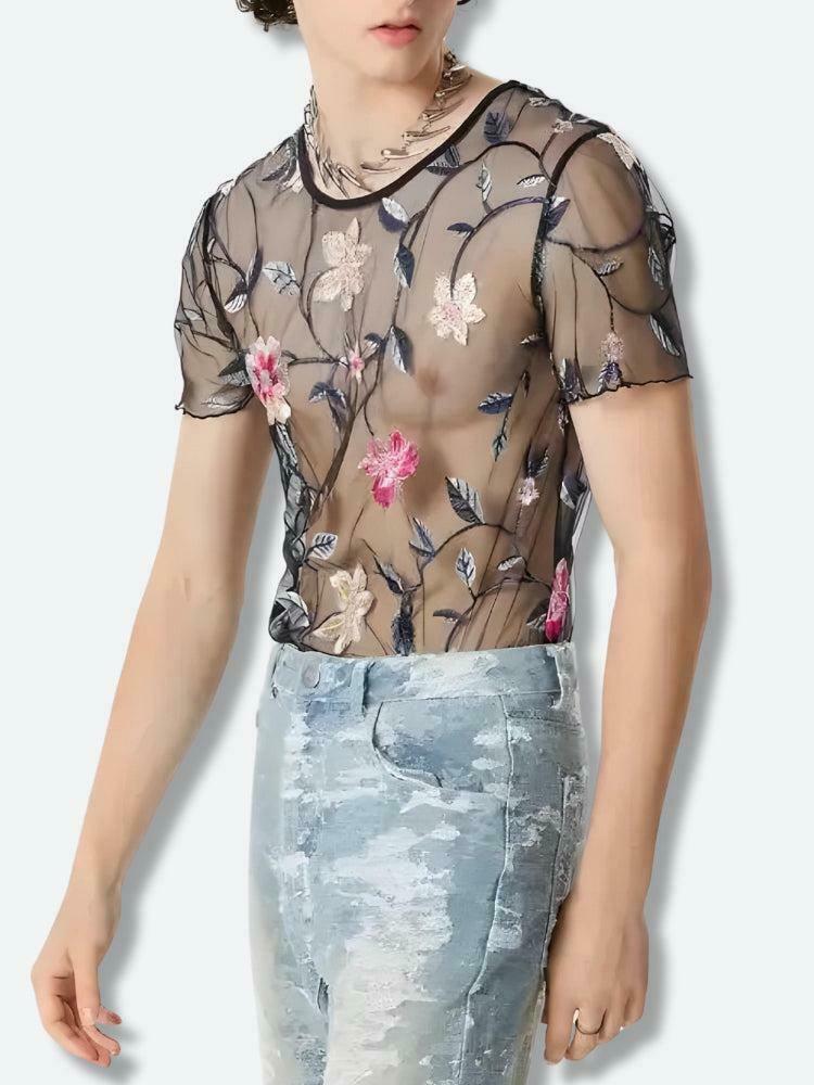 Trendy Sheer Floral Top for Y2K Skate Style - Perfect for Vintage-Inspired Outfits