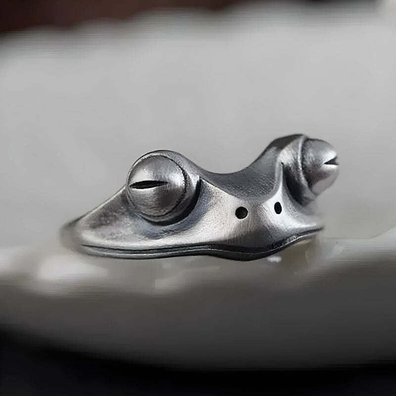 Trendy Sleeping Frog Ring - Y2K Grunge Style Jewelry for Indie Fashion Lovers