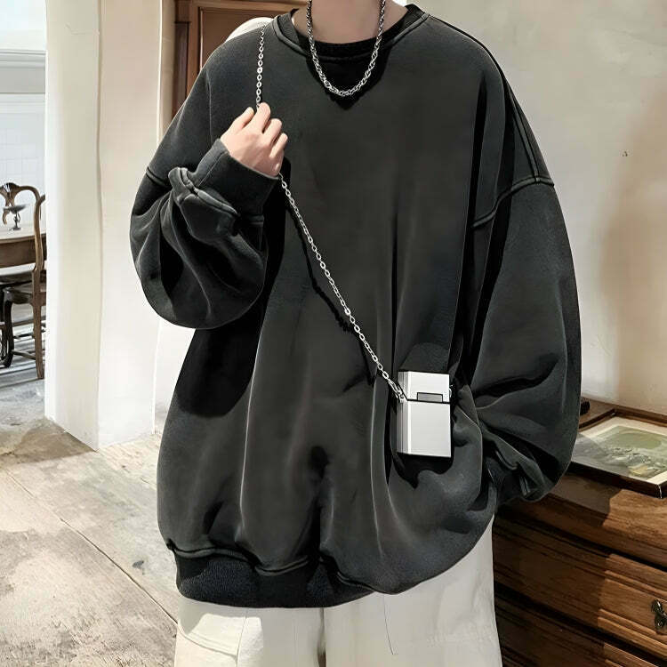 Trendy Soft Boy Casual Oversized Sweatshirt - Vintage Y2K Clothing for a Stylish Look