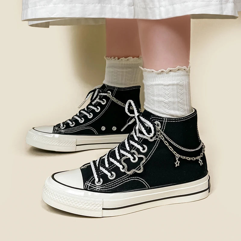 Trendy Stars Canvas Shoes for Y2K Style: Perfect for Emo, Grunge, and Fashion Enthusiasts