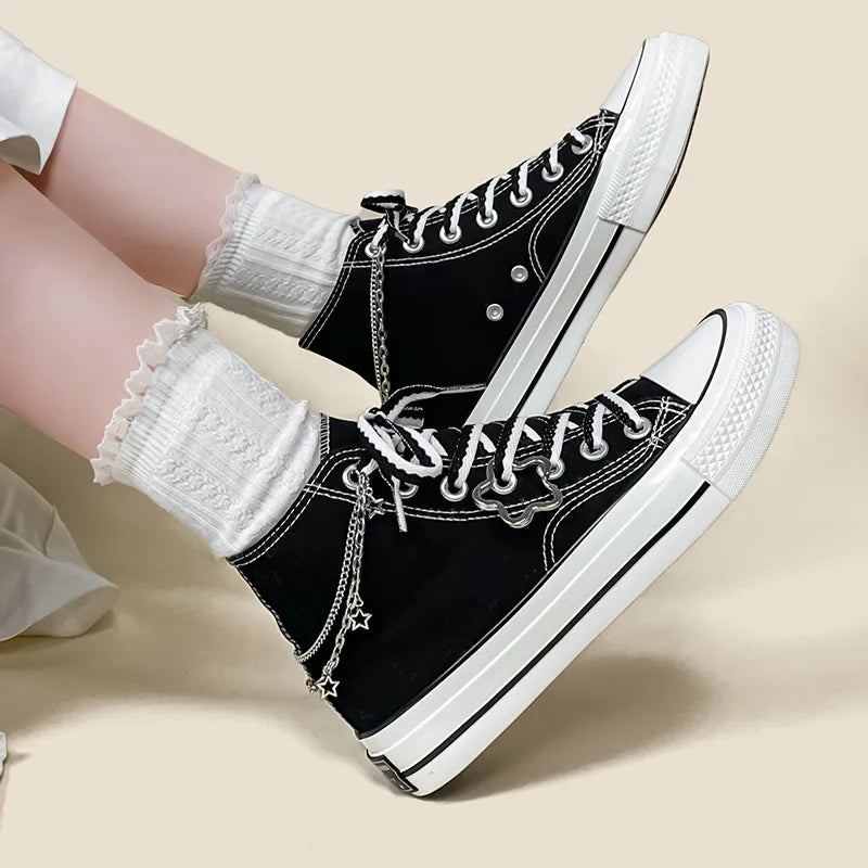 Trendy Stars Canvas Shoes for Y2K Style: Perfect for Emo, Grunge, and Fashion Enthusiasts