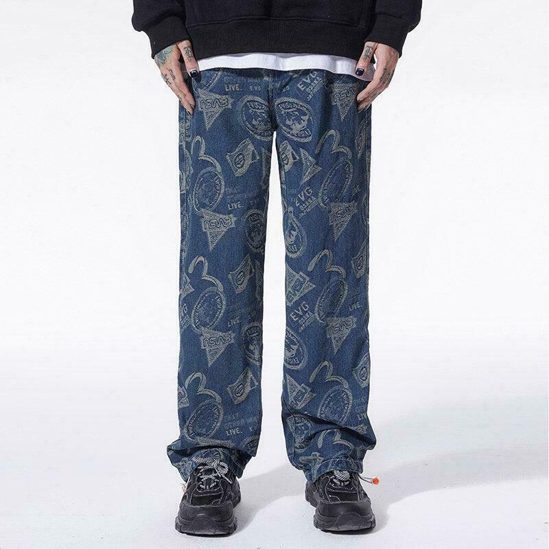 Trendy Straight Leg Printed Jeans for Y2K Style Enthusiasts - Must-Have Fashion Statement