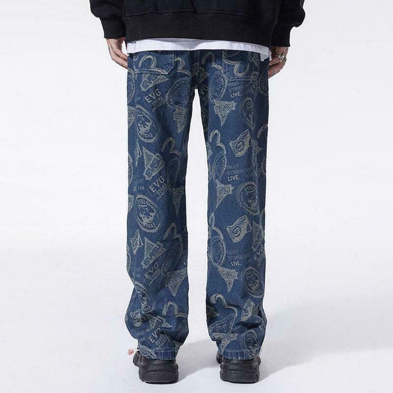 Trendy Straight Leg Printed Jeans for Y2K Style Enthusiasts - Must-Have Fashion Statement