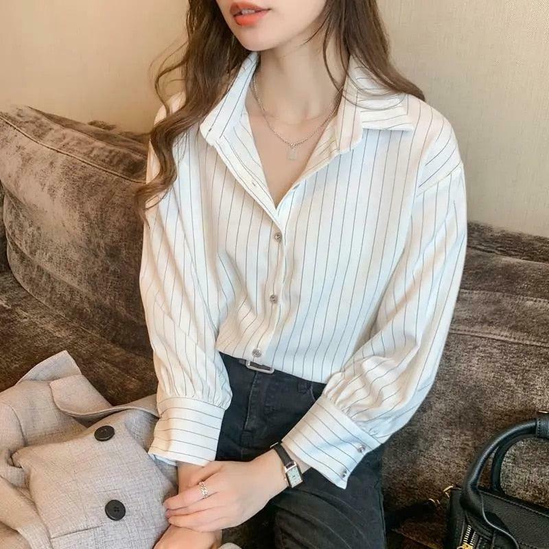 Trendy Striped Classic Long Sleeve Shirt - Embrace Y2K Fashion with Korean & Asian Styles