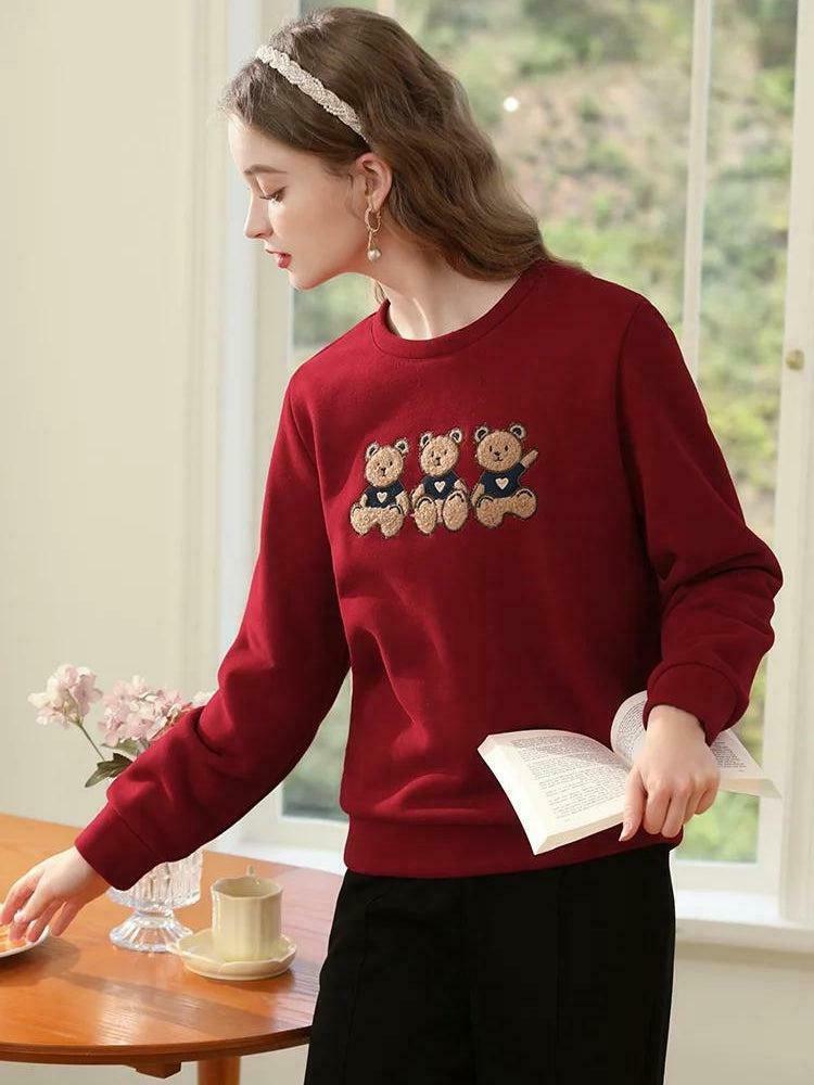 Trendy Teddy Bears Embroidered Sweatshirt for Y2K Style Enthusiasts - Unisex Fashion