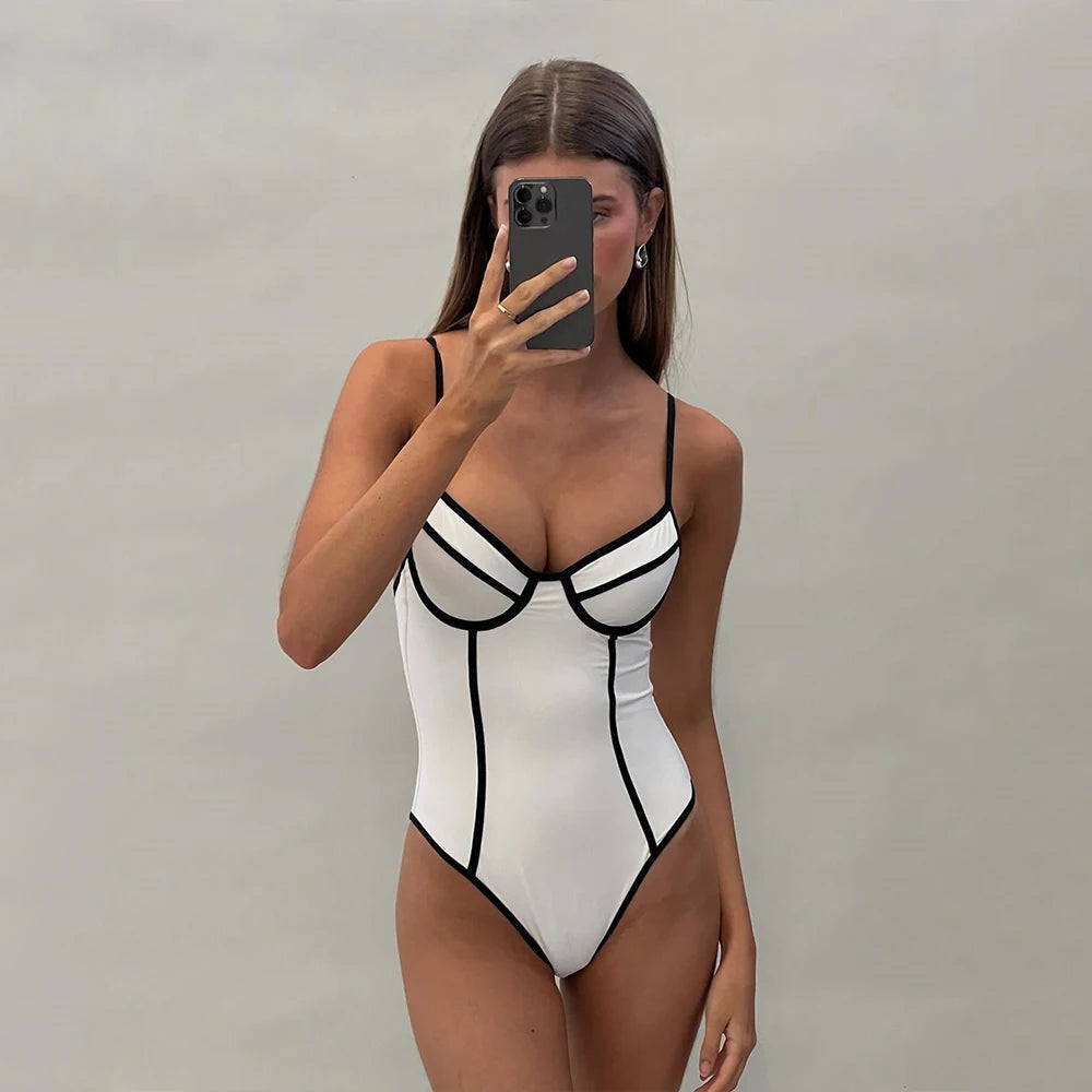 Trendy Underwire Swimsuit for Baddies - Y2K Inspired Korean Swimwear Collection