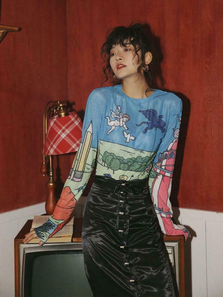 Trendy Weirdcore Dream Mesh Top - Embrace Korean Y2K Fashion with Unique Style