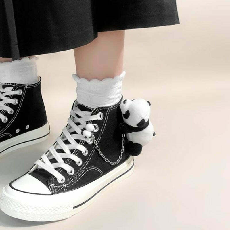 Trendy Weirdcore Panda Canvas Shoes for Y2K Fashion Enthusiasts - Unique Style & Comfort