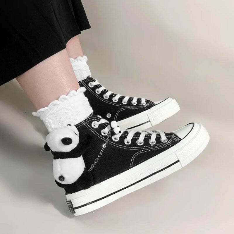 Trendy Weirdcore Panda Canvas Shoes for Y2K Fashion Enthusiasts - Unique Style & Comfort