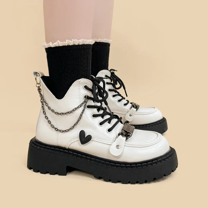 Trendy White Platform Boots for Y2K Grunge Look and Cyber Style Outfits