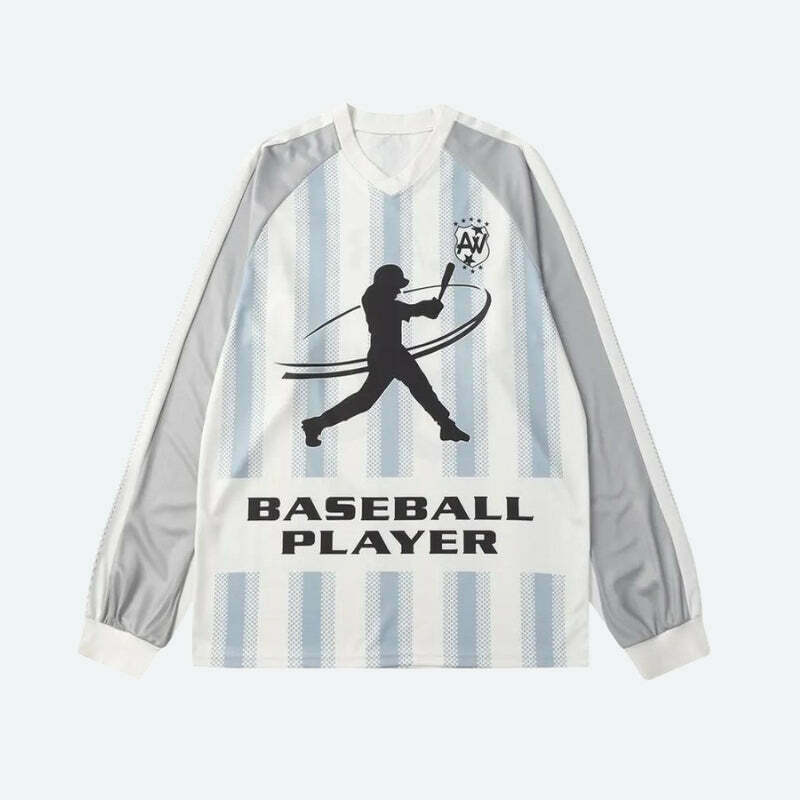 Trendy Y2K Baseball Jersey - Preppy Outfits & Graphic Style for a Retro Look