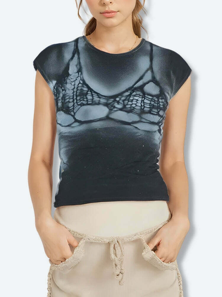 Trendy Y2K Bra Printed Tee for Stylish Kids - Perfect for Grunge and Anime Fashion Lovers