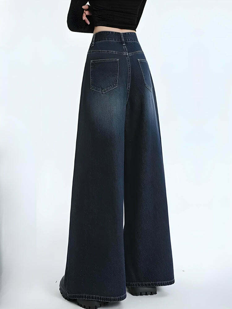 Trendy Y2K Wide Leg Regular Waist Jeans for a Stylish and Comfortable Look