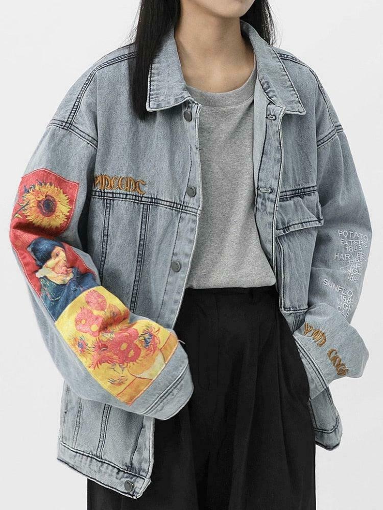 Vincent Van Gogh Denim Jacket - Stylish Y2K Clothing for Trendy Fashion Enthusiasts