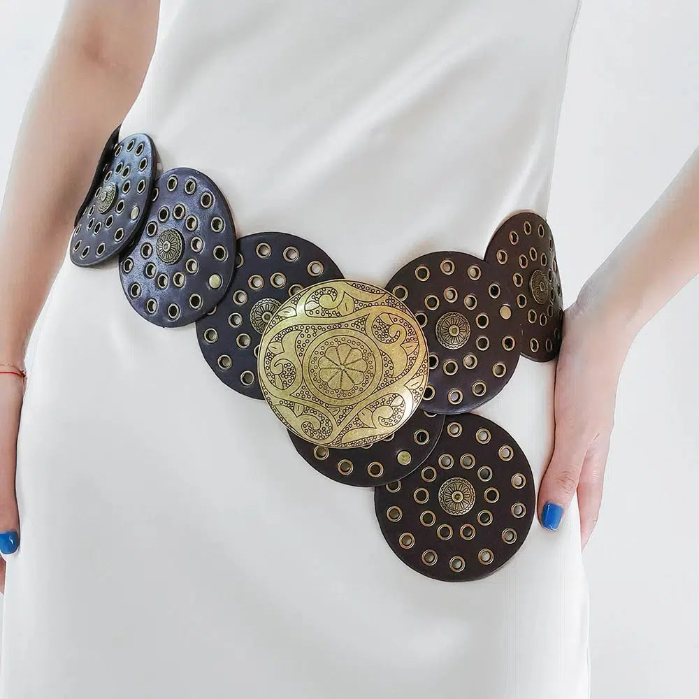 Vintage Ethnic Floral Buckle Belt - Trendy Y2K Clothing Accessory for Unique Style